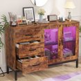 thumbnail image 7 of Aheaplus Sideboard Buffet Cabinet with 3 Wood Drawers, Storage Cabinet with Power Outlet & LED Light, 7 of 7