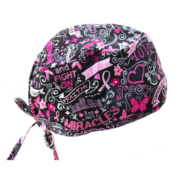 Pink Ribbon Breast Cancer Awareness Support Survivor Scrub Cap