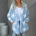 thumbnail image 4 of AherBiu Pajama Coats for Women Fleece Cardigan Open Front Graphic Printed Hooded Flannel Outwear with Pockets, 4 of 7