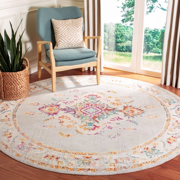 SAFAVIEH Crystal Rothesay Oriental Area Rug, Gray/Cream, 7' x 7' Round