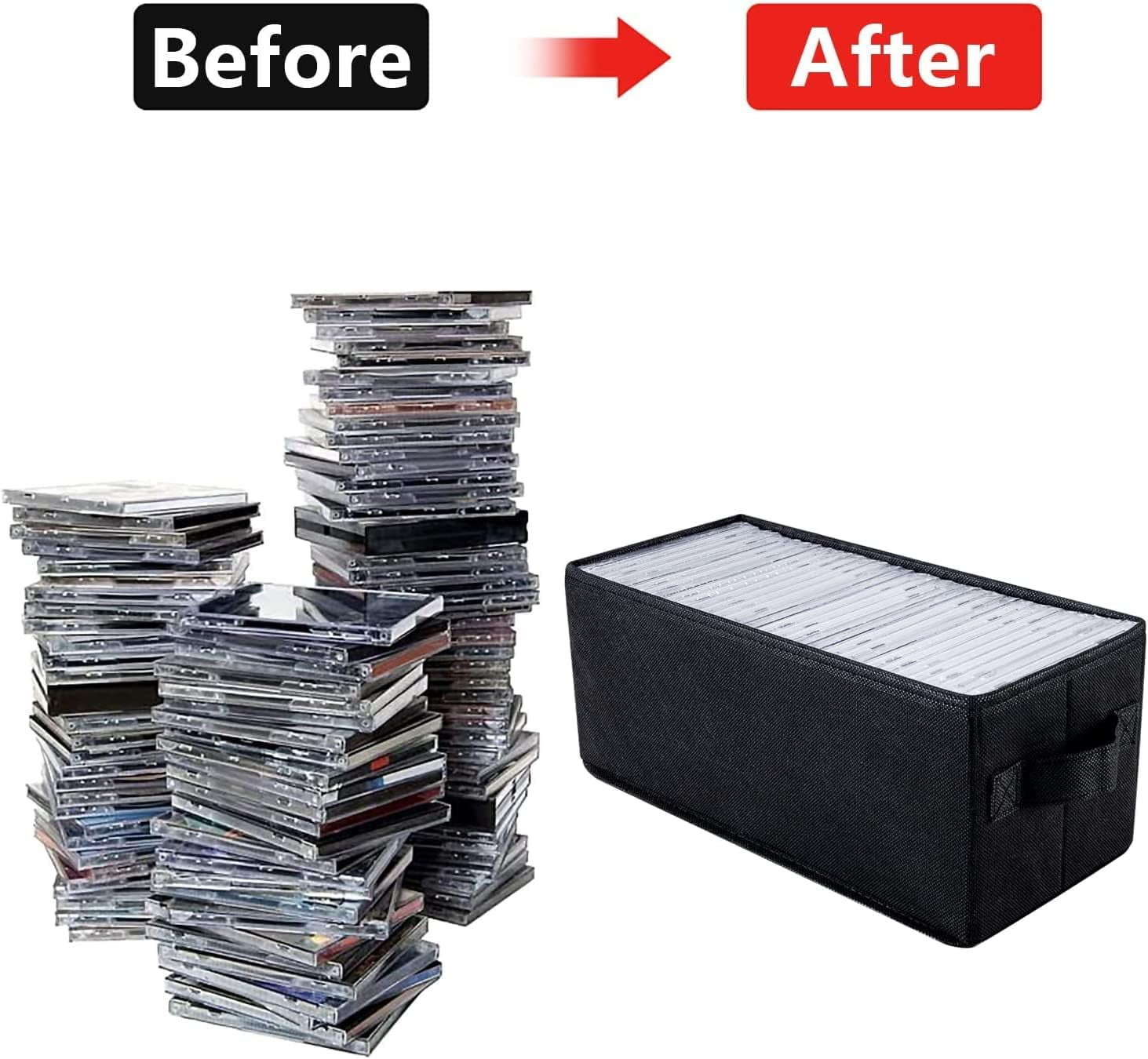 CD Storage Boxes - Pack of 2 DVD Case Storage, Container