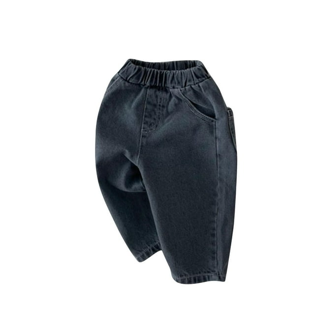Denim Pants For Girls 3-18M Print Loose Comfortable Elastic Waist Casual Jeans For Spring And Fall Black