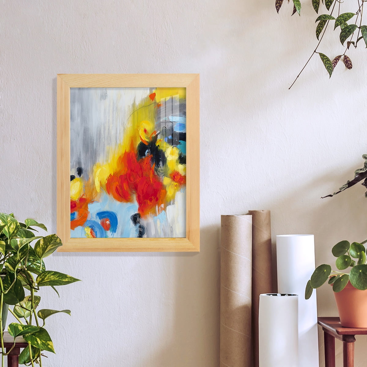 In the Loop I -Framed Print w/glass-Natural Wood