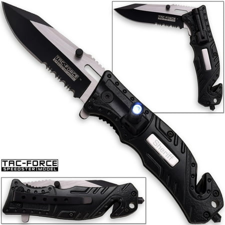 8in TAC Force Sheriff Rescue Flashlight Pocket Knife Spring Assisted Folding