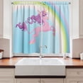thumbnail image 2 of Ambesonne Cartoon Kitchen Curtains, Unicorn and Pastel Rainbow, 55"x45", Pale Blue Multicolor, 2 of 3