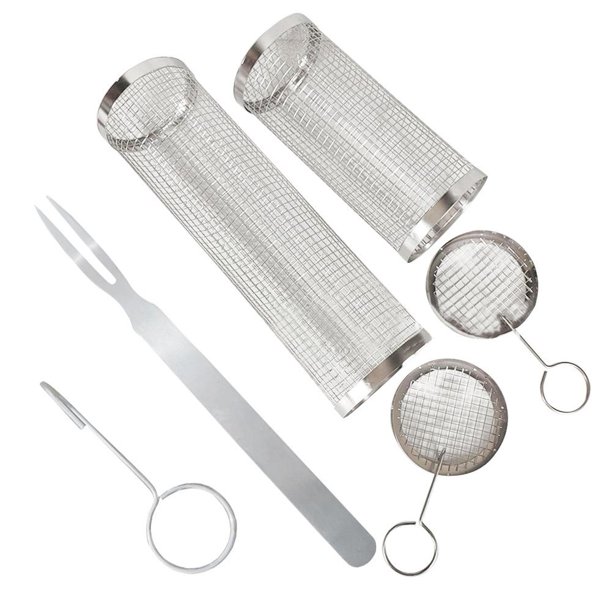 Cesta para barbacoa, red para barbacoa de acero inoxidable para carne, pescado, camarones, verduras (pequeño 1 ud.)