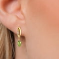 thumbnail image 3 of Gem Stone King 14K Yellow Gold Green Peridot and Lab Grown Diamond Dangle Earrings for Women | 0.55 Cttw | Gemstone August Birthstone | Marquise 6X3MM, 3 of 6