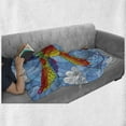 thumbnail image 5 of Stained Glass Soft Flannel Fleece Throw Blanket, Hummingbird Clouds Sky Mosaic Illustration, Cozy Plush for Indoor and Outdoor Use, 50" x 60", Sky Blue Multicolor, by Ambesonne, 5 of 5