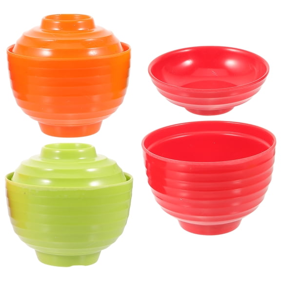 MEIBUTYUP 3-Piece Soup Bowl Set with Lid, Assorted Colors, Ceramic, 4.13 x 4.13 x 3.93 inches, Ideal for Home and Baking