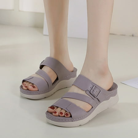 

NECHOLOGY Summer Shoes for Women Sandals Custom Logo Orthotic Arch Support Thong Sandals With Soft Womens Wedding Sandals Low Heel Purple 6.5
