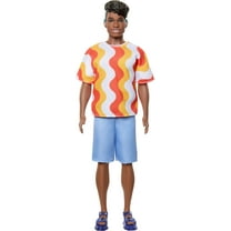 Barbie Fashionistas Ken Doll #220 with Hearing Aids Wearing an Orange Shirt & Jelly Shoes