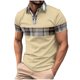 thumbnail image 2 of Blusa y camisa de manga corta con cuello vuelto para hombre, moda a rayas, botones, versátil, blusa de manga corta con cuello vuelto, abrigo de poliéster para hombre, 2 of 5