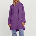 thumbnail image 6 of WTOBBY Women's Solid Stripe Mid-Length Hooded Waterproof Rain Jacket for Outdoor Sports and Sun Exposure, Windproof and Comfortable,Purple XL, 6 of 6
