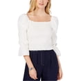 thumbnail image 1 of Moon River Womens Smocked Pullover Blouse, White, Large, 1 of 1