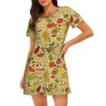 thumbnail image 1 of Fotbe Fruits And Vegetables Bata de Dormir para Mujer con Estampado, Camisón de Algodón de Manga Corta, Ropa de Dormir Casual, 1 of 6