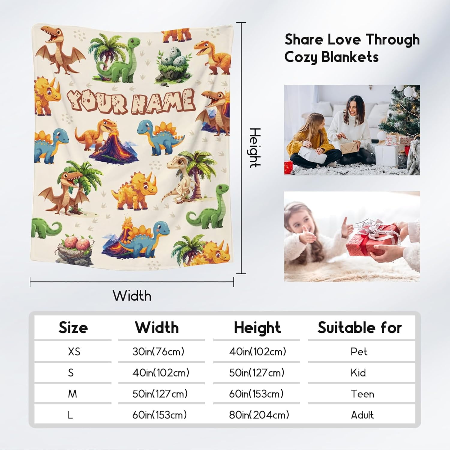 Custom Kids Throw Blankets for Boys Girls, Personalized Dinosaur Blanket for Boys, Soft Fuzzy Flannel Throw Blanket Dinosaur Gifts Ideal, 40"x50" Toddler Blankets for Boys Dinosaur Room Decor