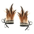 thumbnail image 3 of 1 par de muñequeras de felpa, accesorios para disfraces, plumas sintéticas Steampunk, calentadores de brazos teñidos, muñequera para baile latino, marrón Macarena Puños de muñeca, 3 of 8