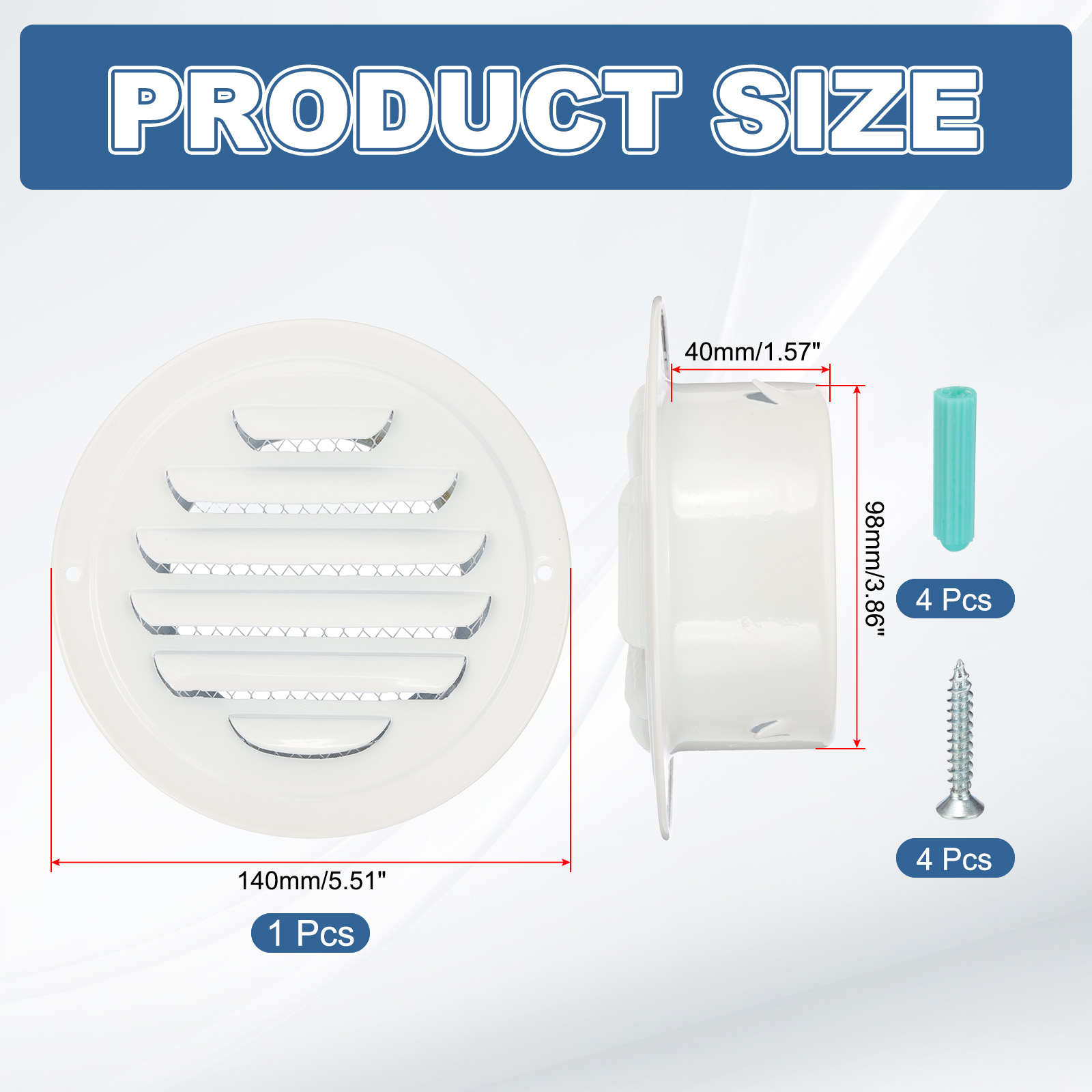 Uxcell Round Air Vents Cover 304 Stainless Steel Louver Grille, for Ceiling Mount White 4 Inch