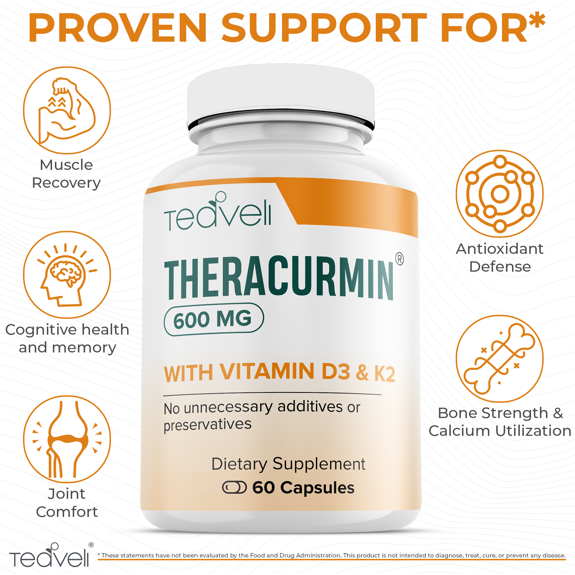 Premium Theracurmin Supplement with Vitamin D3 and K2 – Turmeric Curcumin Supplement for Joint Health and Heart Health Support- 60 Capsules (30 Servings)