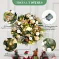thumbnail image 4 of 24-Inch Pre-Lit Golden Christmas Wreath with 20 LED Lights & 8 Modes, Rattan Base, Pine Cones, Balls & Stars – Battery Operated Holiday Wreath for Door, Window, or Mantel, 4 of 9