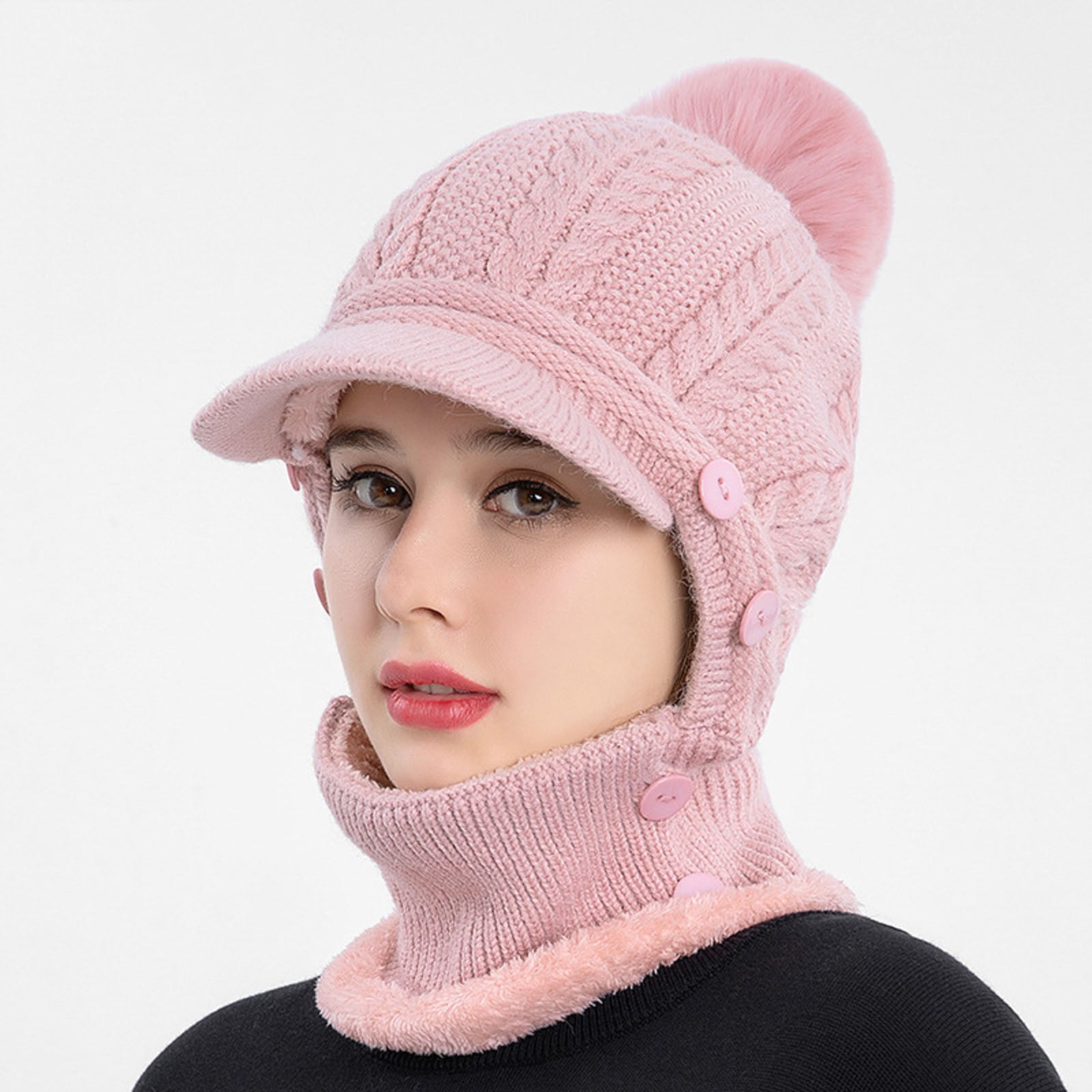 Tanhomme Winter Hat Facial Neck Warmer Covers, Sporty Street Fashion Skiing Winter Women's Knitted Pullover Ear Warm Cold Dome Pullover Hat Winter Hat Facial Neck Warmer Covers, Sporty Street Skiing