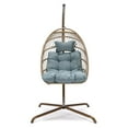 thumbnail image 6 of Outdoor Wicker Egg Chair with Stand Blue Hanging Swing Chair 350lbs for Living Room Bedroom, 6 of 11