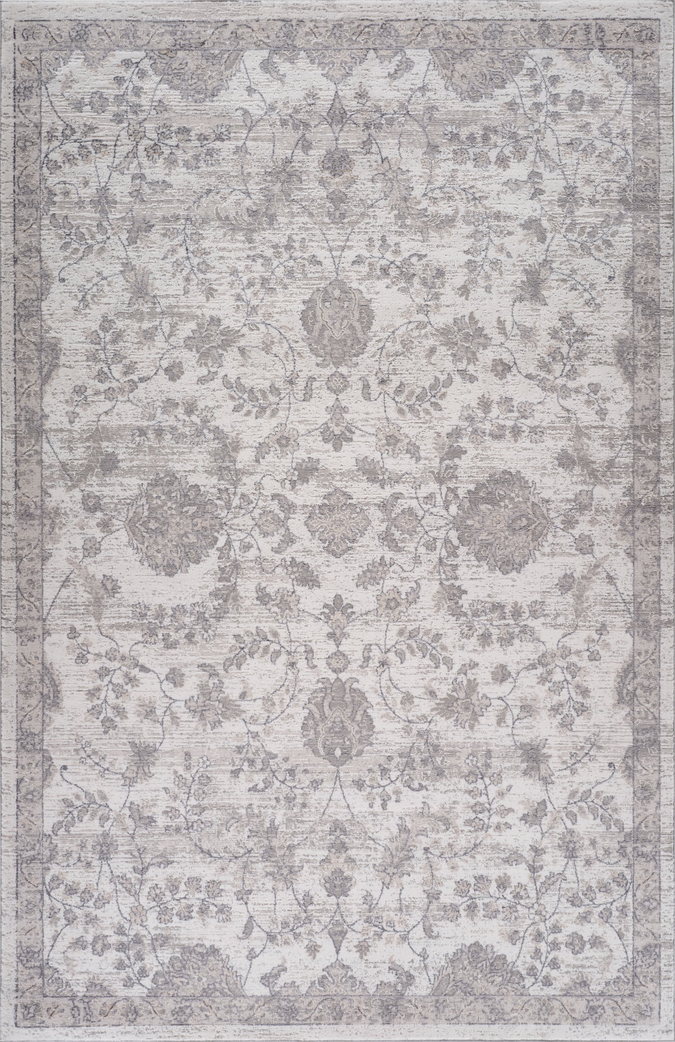 Rug Branch Atlas Classic Indoor Area Rug, Beige Grey, Floral - Living Room, Bedroom, Dining Room, and Kitchen
