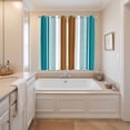 thumbnail image 3 of Modern Brown Teal Kitchen Curtains 84 Inch Length, Boho Contemporary Geometric Striped Grommet Top Bedroom Living Room Curtains, Light Filtering Cafe Curtain Drapes 2 Panels Set 104''x84'', 3 of 9