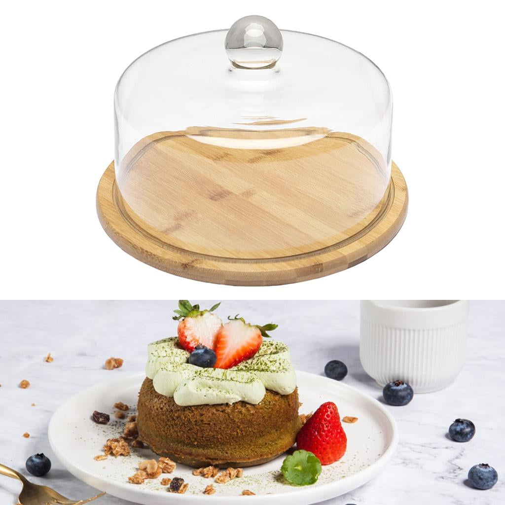 Tinksky Cake Tray with Lid Clear Cake Stand with Dome Snack Serving Tray for Wedding Party, Size: 8.46 x 8.46 x 5.12