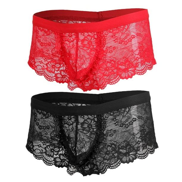 Encaje Floral Boxer De Encaje De Hombre 2x Sissy Mens Lace Of