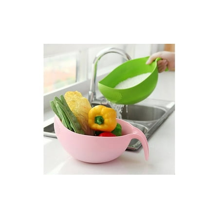 

Maze Exclusive Strainer Sieve Basket Plastic Drain Basket Multifunction with Handle for Rice- Pink