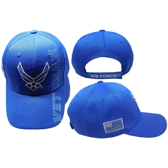 U.S. Air Force Wings Veteran Royal Blue USA Flag On Side Embroidered Cap Hat