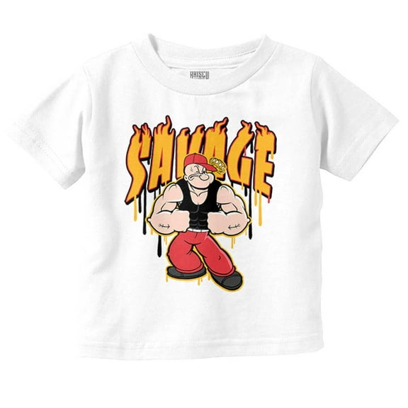 Urban Popeye Savage Muscle Cartoon Toddler Boy Girl T Shirt Infant Toddler Brisco Brands 6M