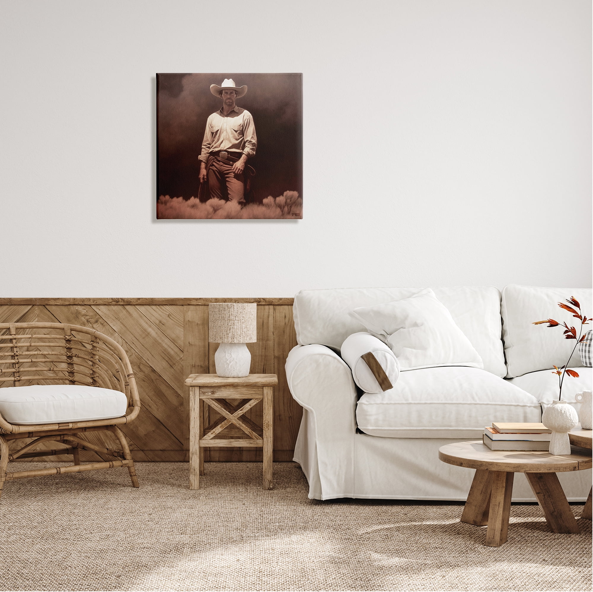 Stupell Industries Cowboy Standing in Nature Abstract Photography Gallery Wrapped Canvas Art Print Wall Art, 24 x 24