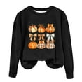 thumbnail image 2 of CLOISE Halloween Women's Sweatshirts Fashion Pumpkin Print Oversized Sweatshirts Fall Long Sleeve Crew Neck Hoodies Shirts Tunic Blouses Holiday Gift Clothes Black XL Treat, 2 of 3