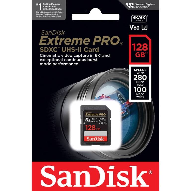 SanDisk 128GB Extreme PRO UHS-II V60 SDXC Memory Card - Walmart.com