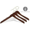 thumbnail image 2 of International Hanger Wooden Concave Top/Coat Hanger, Walnut Finish with Brass Hardware, Box of 50, 2 of 4