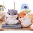 thumbnail image 4 of Lindos juguetes de peluche de hámster con manta de color rosa, 4 of 5