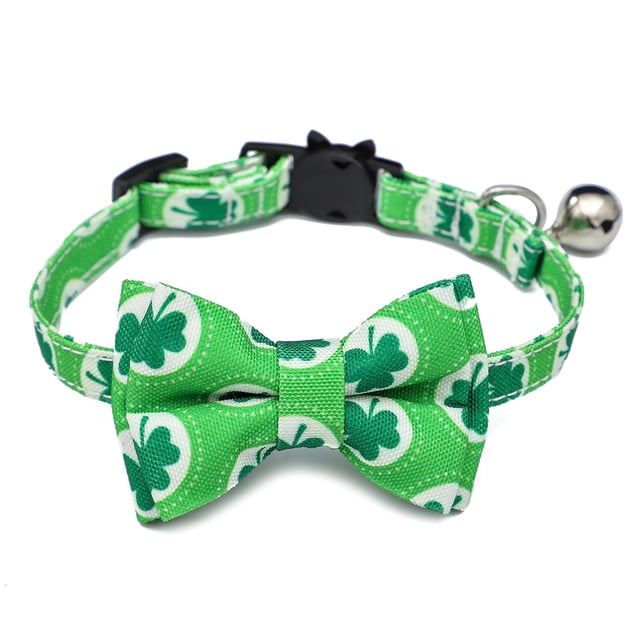 LSLJS Irish Cat Collar Bowknot St. Patrick's Cat Collar Cat Collar Bow with Bell, Dog Products, Dog Collars