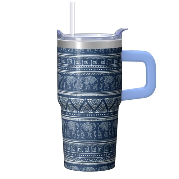 20oz Bohemian Design Insulated Cup, Stainless Steel Travel Tumbler with Handle, Leak-Proof Lid, Straw Included, Unique Gift Idea