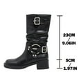 thumbnail image 5 of Mostsola Knee High Boots Women Low Heel Trendy Buckle Riding Motorcycle Boots Pull on Booties, 5 of 8