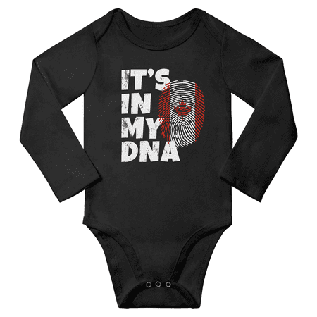 

It s In My Canadian DNA Baby Long Sleeve Romper Bodysuit (Black 24 Months)