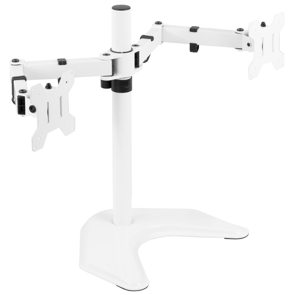 VIVO White 13" to 27" Dual Monitor Mount, Freestanding Desk Stand