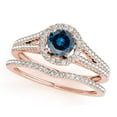 thumbnail image 1 of 1.40 Ct Halo Split Shank Blue Diamond Engagement Rings - Bridal Set - 14K Gold, 1 of 4