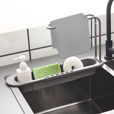 Telescopic Sink Rack – Expandable Kitchen Drain Holder, Sponge Basket, Adjustable Plastic