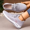 thumbnail image 4 of Women's Slip On Casual Walking Shoes Breathable Jogger Running Shoes Comfortable Workout Gym Lace Up Sneakers Gray Size 8, 4 of 7