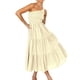 thumbnail image 2 of Vestido largo Qarigey estético Sin mangas plisado un hombro Albaricoque S AP011089-17, 2 of 6