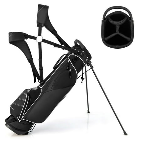 Canddidliike Golf Stand Cart Bag with 4 Way Divider Carry Organizer Pockets-Black Lightweight Golf Stand Bag for Men & Women Multiple Pockets Lightweight & Durable