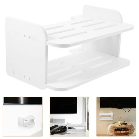 Pretyzoom Two Tier Floating Shelf Wall Mount Router Shelf 1 Set