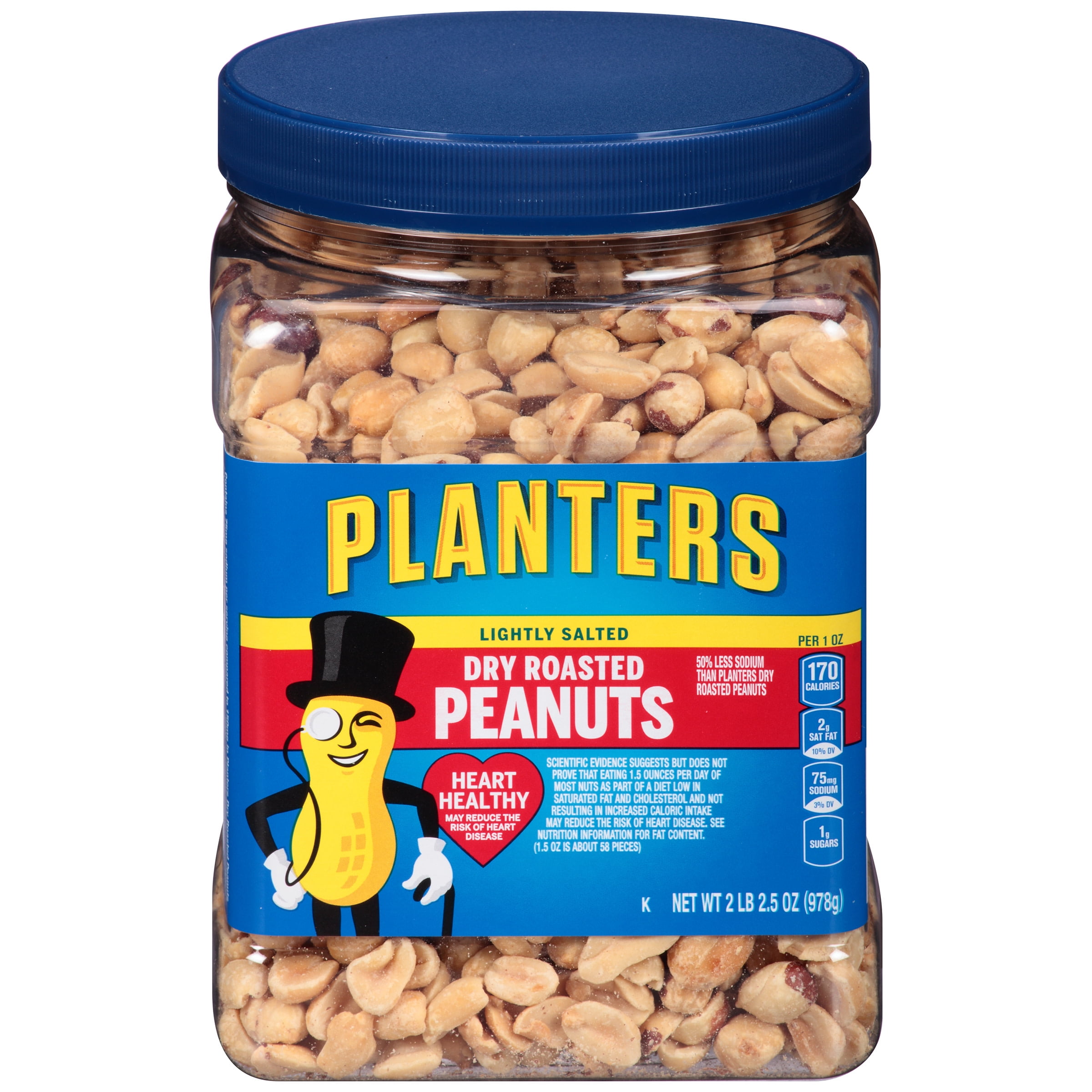 Planters Lightly Salted Dry Roasted Peanuts, 2.16 lb Container